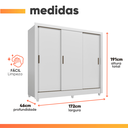Ver imagem 4 de Guarda Roupas Casal com 3 Portas de Correr 2 Gavetas França Andirá