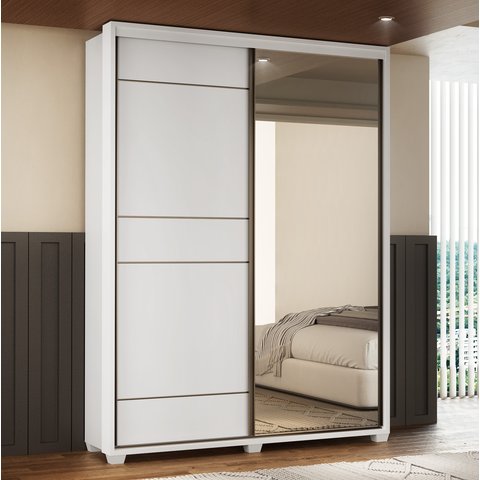 Guarda-Roupa 2 Portas com Pé e Espelho 100% MDF Quality Yescasa