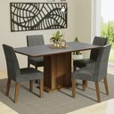 Ver imagem 1 de Conjunto Sala de Jantar Mesa Tampo de Madeira 4 Cadeiras Rustic/cinza/silver Keila Madesa
