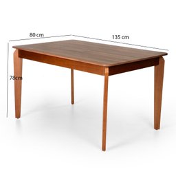 Mesa de Jantar Retangular Camile - Tampo em Mdf Bp 15mm 135 X 80 Cm e Base em Madeira Maciça - 3