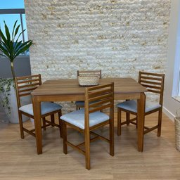 Mesa de Jantar Retangular Camile - Tampo em Mdf Bp 15mm 135 X 80 Cm e Base em Madeira Maciça - 6