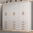 Ver imagem 1 de Guarda-Roupa 6 Portas e 12 Gavetas New Mônaco Branco