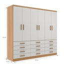 Ver imagem 4 de Guarda-Roupa 6 Portas e 12 Gavetas New Mônaco Branco/Cinnamomo