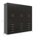 Ver imagem 4 de Guarda-roupa 6 Portas e 12 Gavetas New Mônaco