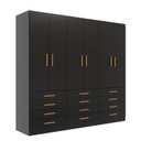 Ver imagem 3 de Guarda-Roupa 6 Portas e 12 Gavetas New Mônaco Preto