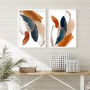 Ver imagem 2 de Conjunto 2 Quadros Abstratos Arte Azul Terracota 24x18cm:madeira Preta