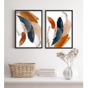 Ver imagem 1 de Conjunto 2 Quadros Abstratos Arte Azul Terracota 24x18cm:madeira Preta