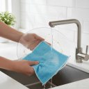 Ver imagem 2 de Pano Aramado Multiuso Azul Kit 3 Cozinha Lavar Panelas Pratos Loucas Pia