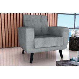 Poltrona Cadeira Sala Decorativa Recepção Livia Matrix Cinza - 4