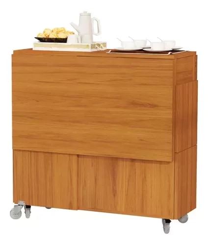 Mesa De Jantar Jade Dobravél Apartamento Lazer 120 Cm -100% MDF -Multifuncional - Nature - 3