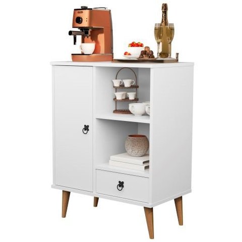 Buffet Aparador Cantinho Do Café Retrô Com Gaveta Porta E Nicho Tip Top:Branco