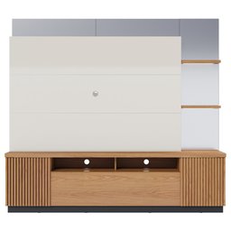 Estante Home Theater para TV até 70 Pol. 210cm Niterói Freijó/Off White/Preto Fosco - Colibri - 5