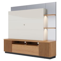 Estante Home Theater para TV até 70 Pol. 210cm Niterói Freijó/Off White/Preto Fosco - Colibri - 4
