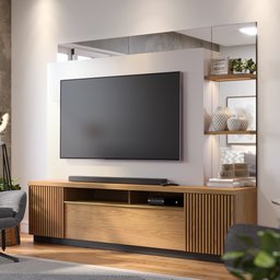 Estante Home Theater para TV até 70 Pol. 210cm Niterói Freijó/Off White/Preto Fosco - Colibri - 2
