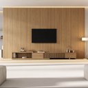 Ver imagem 1 de Rack Extensível Ripado com Painel TV 86 Polegadas Planejado 400x230cm Aruá CabeCasa MadeiraOriginals Marrom