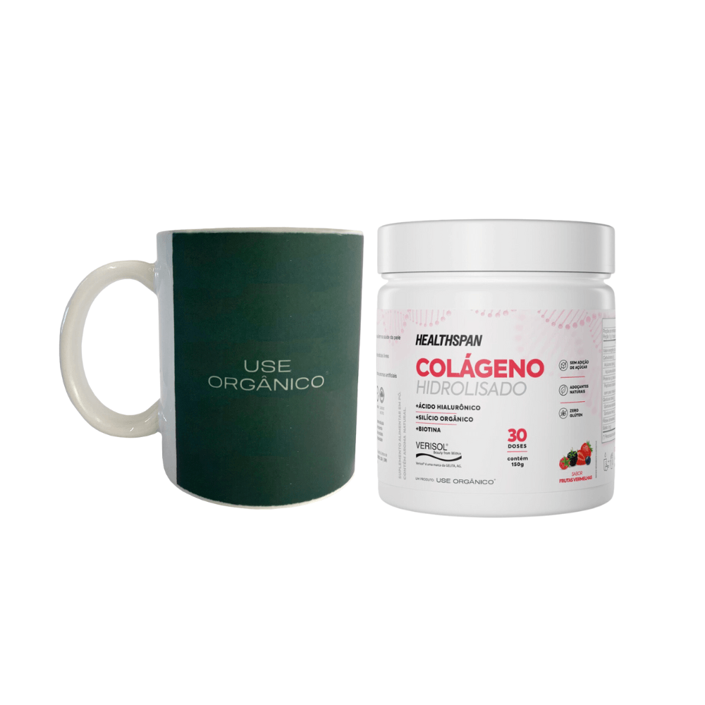 Kit com Colágeno Hidrolisado com Ácido Hialurônico Healthspan e Caneca Exclusiva Verde Musgo - Use o - 2