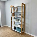 Ver imagem 2 de Estante Linea Ample 6 Prateleiras Madeira Pinus 100cm Branco e Nozes Artfactory Design