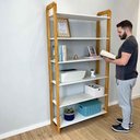 Ver mais imagens de Estante Linea Ample 6 Prateleiras Madeira Pinus 100cm Branco e Nozes Artfactory Design