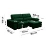 Sofa Retratil Reclinavel 2 Lugares 1,80m Crystal Veludo Verde Lansofbr - 6
