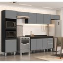 Ver imagem 2 de Armário de Cozinha Modulada 5 Peças CP14 Balcão com Tampo Preto/Cinza - Lumil Lumil Móveis