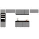 Ver imagem 6 de Armário de Cozinha Modulada 5 Peças CP14 Balcão com Tampo Preto/Cinza - Lumil Lumil Móveis
