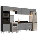 Ver imagem 1 de Armário de Cozinha Modulada 5 Peças CP14 Balcão com Tampo Preto/Cinza - Lumil Lumil Móveis