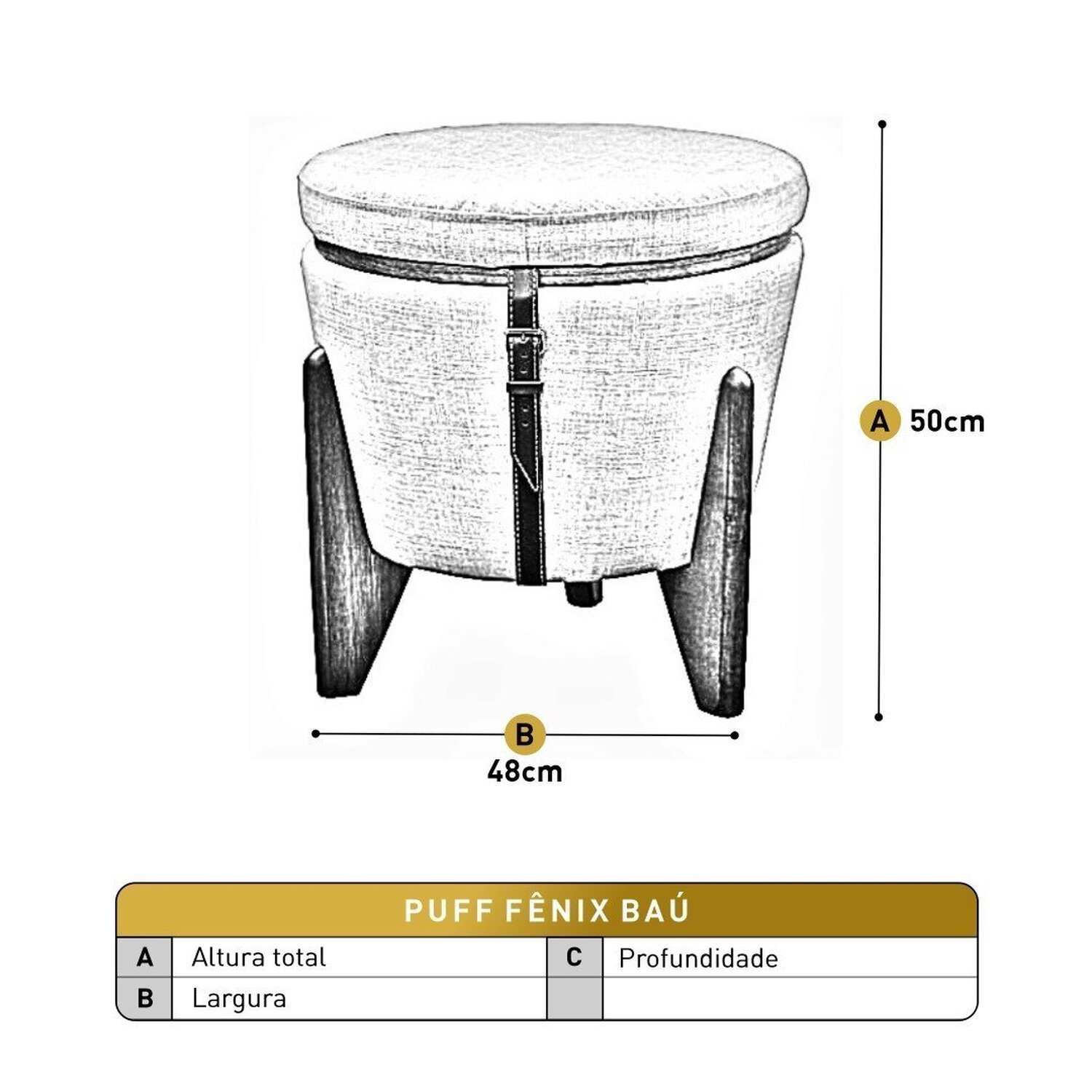 Puff Banqueta Fênix Baú Mesa Design Moderno - 3