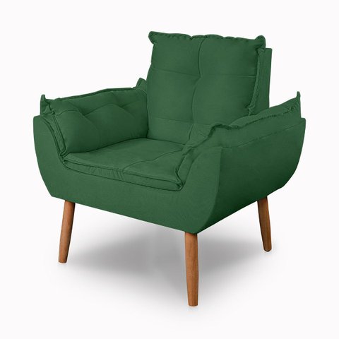Poltrona Cadeira Opala Suede Verde Sofázinho Sala Recepção Escritório Salão