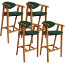 Ver imagem 1 de Kit 04 Banquetas Alta Cozinha Bancada Bar Sala de Jantar Fixa Cecília L02 Suede Verde Musgo - Lyam
