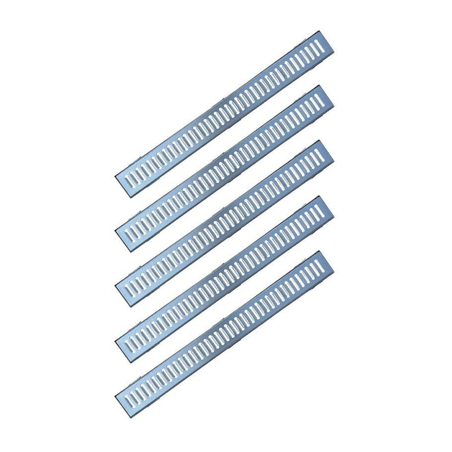 Kit 5 Ralo Grelha Linear e Caixilho Aço Galvanizado 10x100cm