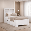 Ver imagem 1 de Cama Solteiro Invicta Multifuncional Baú 2 Gavetas Tomada 20A Prateleiras MDP - Branco