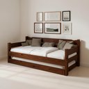 Ver imagem 1 de Cama Solteiro com Auxiliar Bicama de Madeira Maciça Castanho