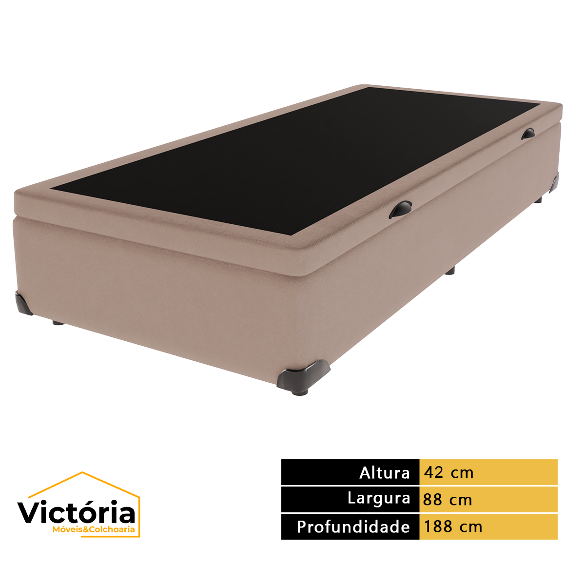 Cama Box com Baú Blindado Reforçado Solteiro 88x188 Bege - 3