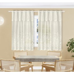 Cortina Renda Cozinha Tulipa Bege 2,00larg X 1,30alt - 4