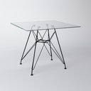 Ver imagem 1 de Mesa Eiffel Quadrada 90cm Tampo de Vidro com Base de Ferro Preto