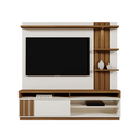 Ver imagem 1 de Home Mariana 1,80m Tv 55" Painel Ripado Nichos e Led - Off White / Amendoa