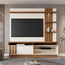Ver imagem 3 de Home Mariana 1,80m Tv 55" Painel Ripado Nichos e Led - Off White / Amendoa