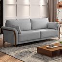 Ver imagem 2 de Sofá Living 3 Lugares 222cm Pés Madeira Roya M22 Veludo Cinza - Mpozenato