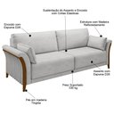 Ver imagem 3 de Sofá Living 3 Lugares 222cm Pés Madeira Roya M22 Veludo Cinza - Mpozenato