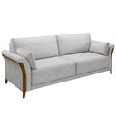 Ver imagem 1 de Sofá Living 3 Lugares 222cm Pés Madeira Roya M22 Veludo Cinza - Mpozenato