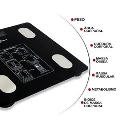 Balança Digital Bioimpedância com Aplicativo Bluetooth Lcd - 5