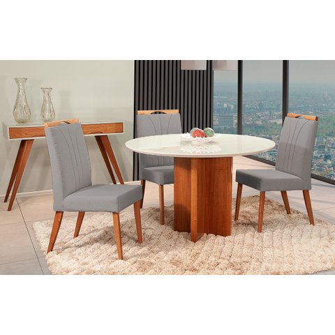 Mesa de jantar + 4 cadeiras Milão Tampo 120 cm Olivaceus