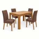 Ver imagem 2 de Conjunto Sala de Jantar 4 Cadeiras 120cm Mesa Athenas e Cadeiras Apogeu Marrom Amêndoa Clean/Couro Morano Avelã