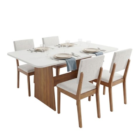 Conjunto Sala de Jantar Mesa 1,20m Maira 4 Cadeiras Linda Viero