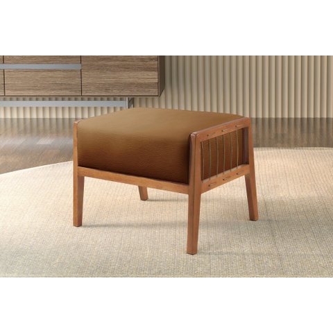 Puff Banqueta Madeira Maciça Gael Luxo Marrom Caramelo