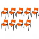 Ver imagem 1 de Cadeira Iso Base Preto Escola, Escritório Laranja Kit 9 Un