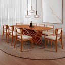 Ver imagem 1 de Conjunto Sala de Jantar Mesa Venus Tampo 220cm Laminado Barril e 8 Cadeiras Viena