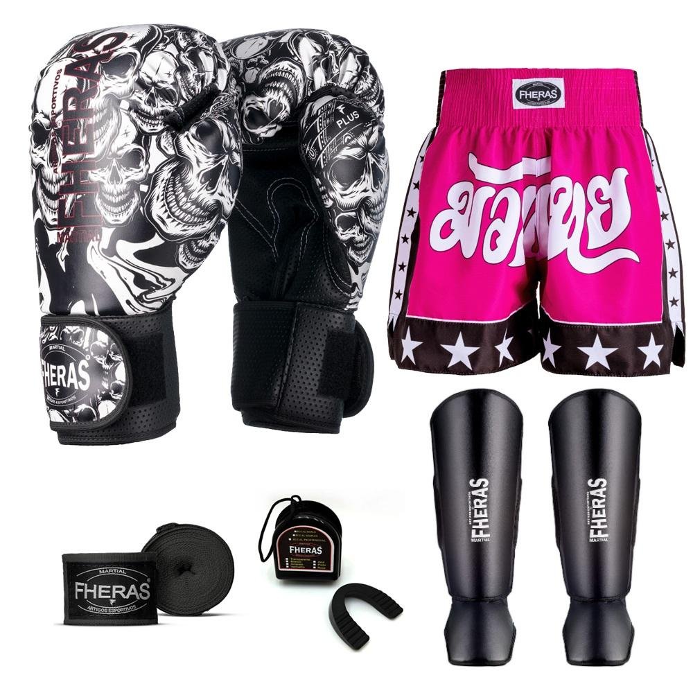 Kit Boxe Muay Thai Fheras Top Caveira Branca (03003589) - 1