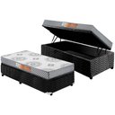 Ver imagem 1 de Cama Box Baú Solteiro: Colchão Espuma Polar D28 Pérola + Base CRC Suede Black(88x188)