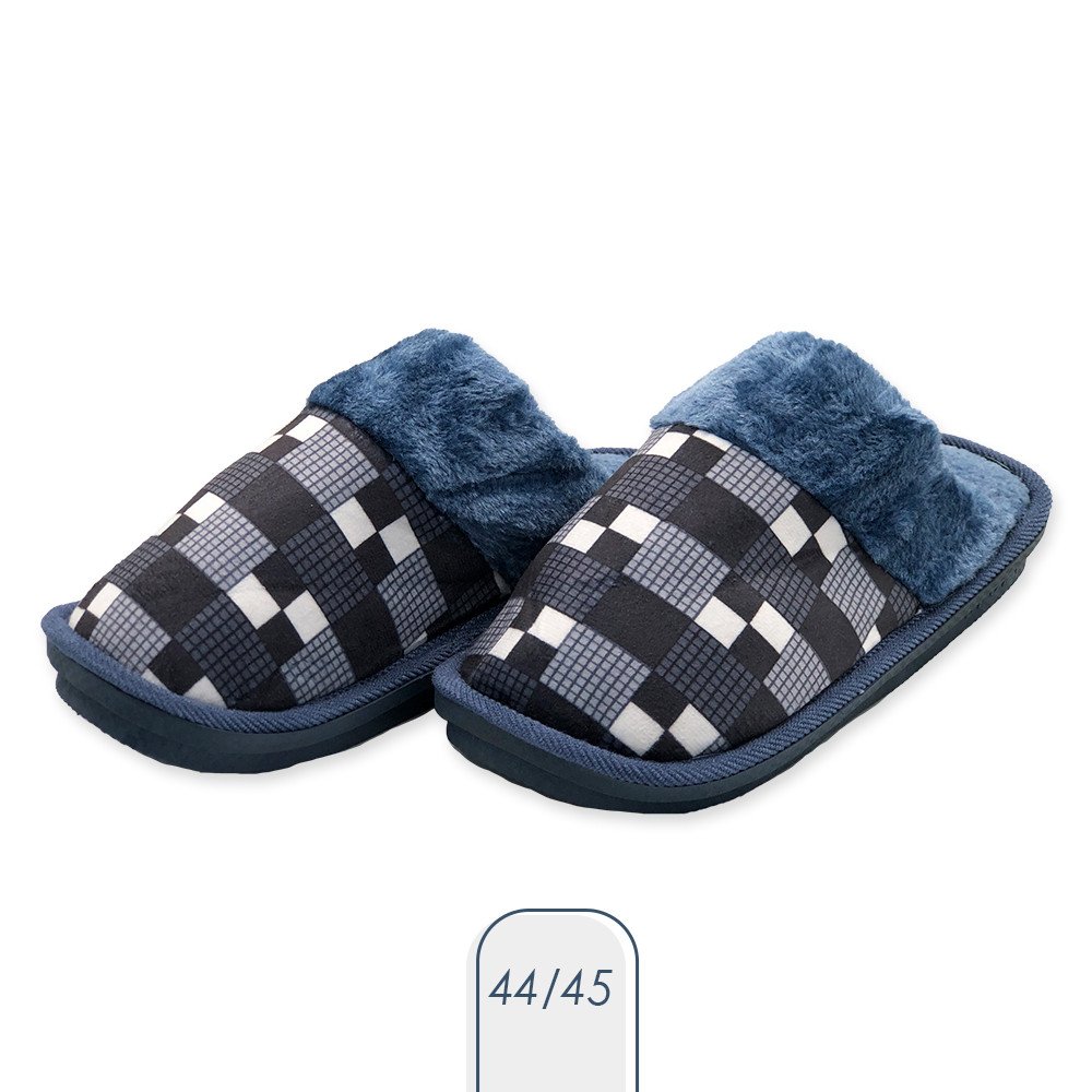 Pantufa Masculina Xadrez Azul Conforto e Segurança 44/45 - 2